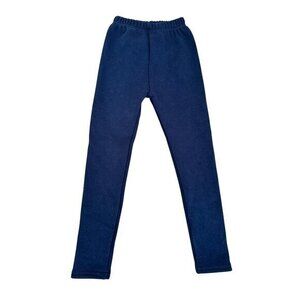 Fleece-Lined Navy Blue Kids Leggings Size 120 By Kitty Swan